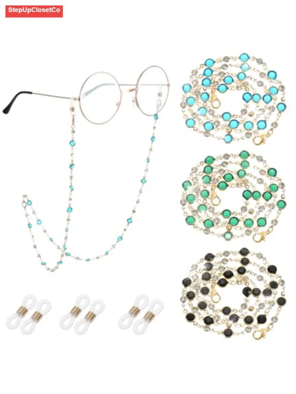 3 Pack Beaded Eyeglass Chains for Women, Adjustable Sunglasses Straps, Mask